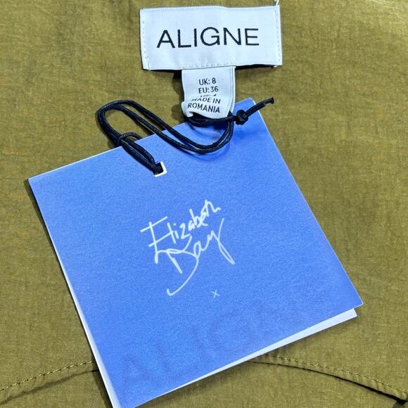 Aligne x Elizabeth Day NWT Adonis Zip Top Olive Size 8 UK 36 EU 4 US - Picture 5 of 6
